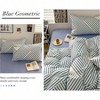 Blue Geometric Duvet Cover Set, 100 Cotton Stripes, Queen, 3 Pieces, Simple Modern Bedding with 2 Pillowcases - 4 of 4