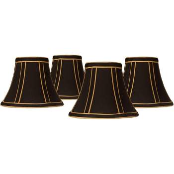 Springcrest Set of 4 Empire Lamp Shades Black with Gold Trim Small 3" Top x 6" Bottom x 5" High Candelabra Clip-On Fitting