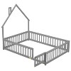 Sapphtopaz Floor Bed for Kids with House-Shaped Headboard Wood Bed Frame with Fence for Boys & Girls, Playroom, Nursery - 4 of 4