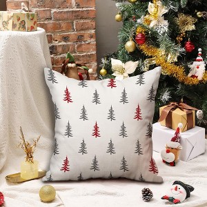 Soft Velvet Christmas Pillow Covers 18x18 inch Set of 2 Red and Gray Christmas Tree Decorative - 1 of 2