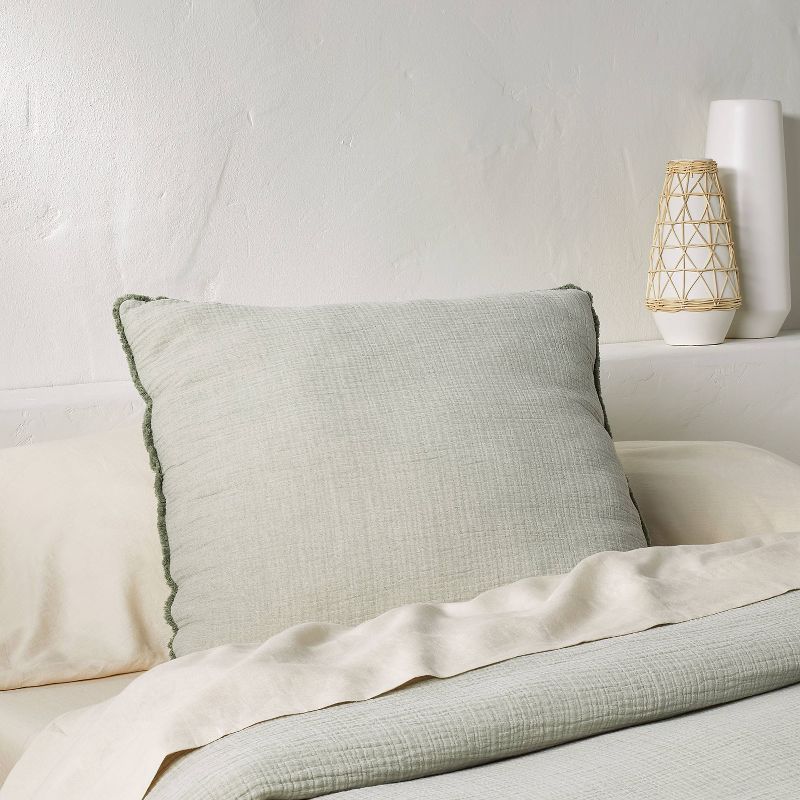 Euro 26''x26'' Textured Chambray Cotton Decorative Throw Pillow - Casaluna™, 2 of 11