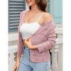 Womens 3/4 sleeve Cardigan Shrugs Crewneck Basic Casual Button Down Soft Knit Hollow Out Crochet Sweater - 4 of 4