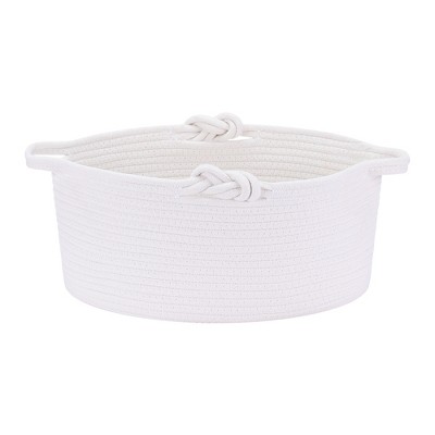 REGALWOVEN Handcrafted Odorless Cotton Rope Decorative Woven Storage Basket with Handle