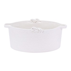 REGALWOVEN Handcrafted Odorless Cotton Rope Decorative Woven Storage Basket with Handle - 1 of 4
