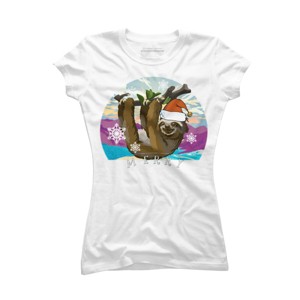 Junior's Design By Humans Merry Slothmas - Funny Christmas Pajama for Sloth LoversÂ By TELO213 T-Shirt - 1 of 3