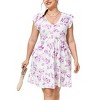 Women's Plus Size Flutter Sleeve Babydoll Dress - Playful Hem Contrast Detail for Casual & Date Night Outfits Dress - 2 of 4