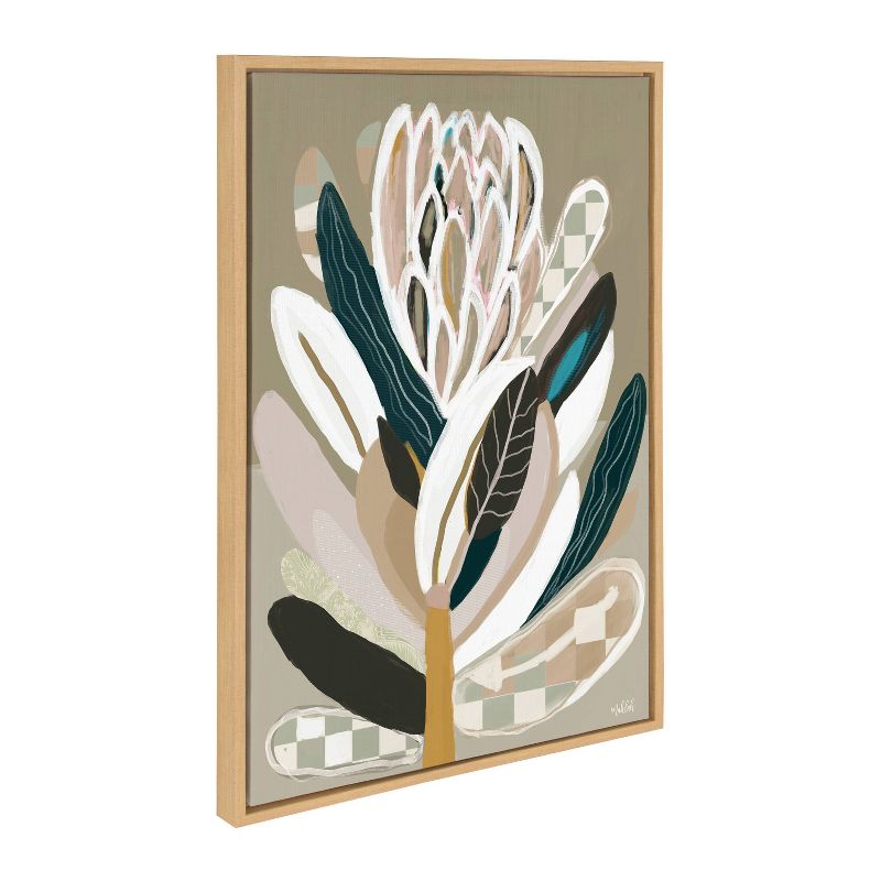 Kate &#38; Laurel All Things Decor 23&#34;x33&#34; Sylvie Sage Protea Framed Canvas Wall Art by Inkheart Designs Natural Modern Neutral Flower, 2 of 7