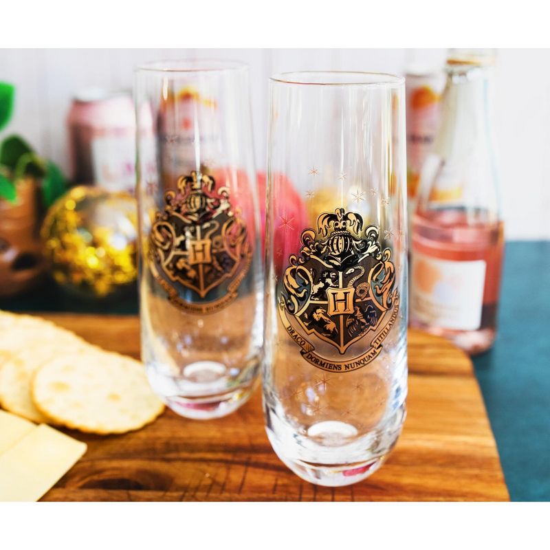 Silver Buffalo Harry Potter Hogwarts 9-Ounce Stemless Fluted Glassware | Set of 2, 3 of 7