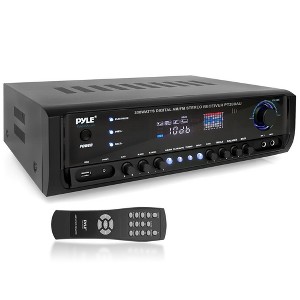 Pyle PT390AU 300W 4-Channel Digital Home Theater Stereo Receiver with AM/FM Radio, USB, Aux Input - Black - 1 of 4