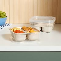 10-Piece (Set of 5) Room Essentials Plastic Divided Snack Food Storage Container Set (Oatmeal)