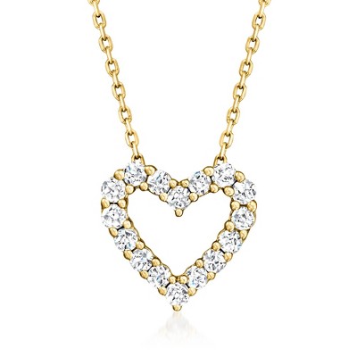 Ross-Simons 0.25 ct. t.w. Diamond Heart Pendant Necklace in 14kt Yellow Gold Size 16