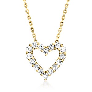 Ross-Simons 0.25 ct. t.w. Diamond Heart Pendant Necklace in 14kt Yellow Gold Size 16 - 1 of 3