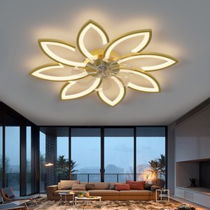 35.4" Flush Mount Ceiling Fan with Dimmable Light and 6-Speed Reversible Motor, Modern Ceiling Light for Bedroom or Living Room - Koiai - 1 of 4
