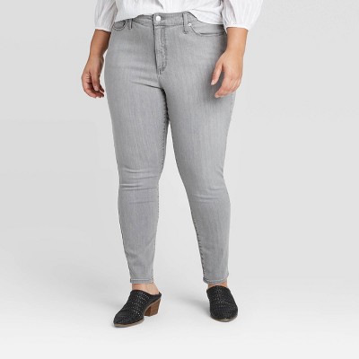 plus size gray skinny jeans