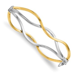 Black Bow Jewelry 10k Yellow Gold & White Rhodium 10mm Twisted Bangle Bracelet - 1 of 4