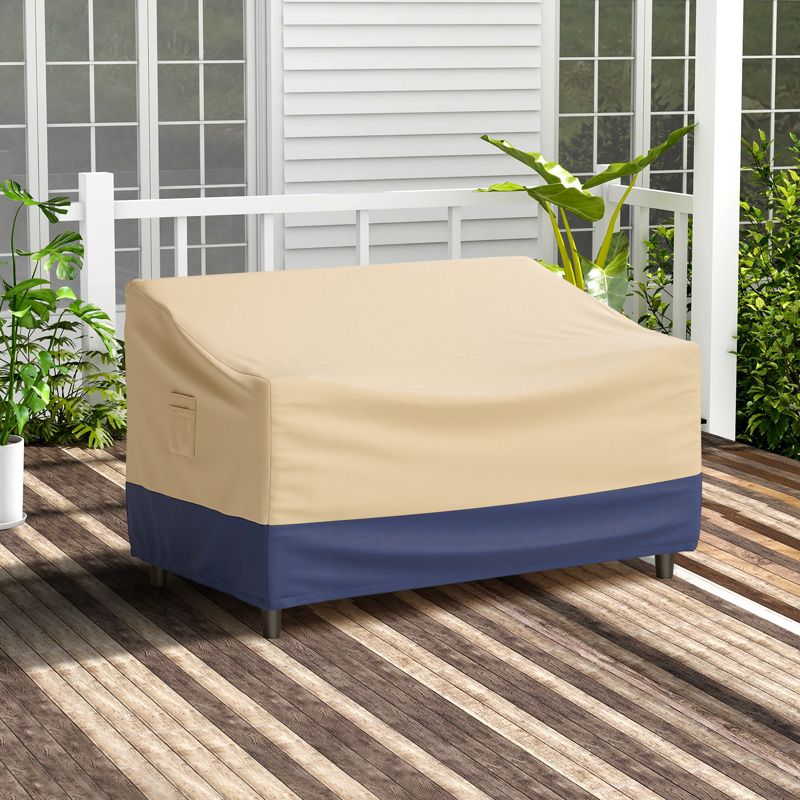 Costway Patio 60''x43'' 2-Seater Bench Loveseat Deep Sofa Cover Waterproof Handle Air Vent, 3 of 11