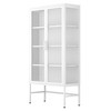 Double Glass Door Storage Cabinet with Adjustable Shelves and Feet Cold-Rolled Steel Sideboard Furniture for Living Room Kitchen - 2 of 4