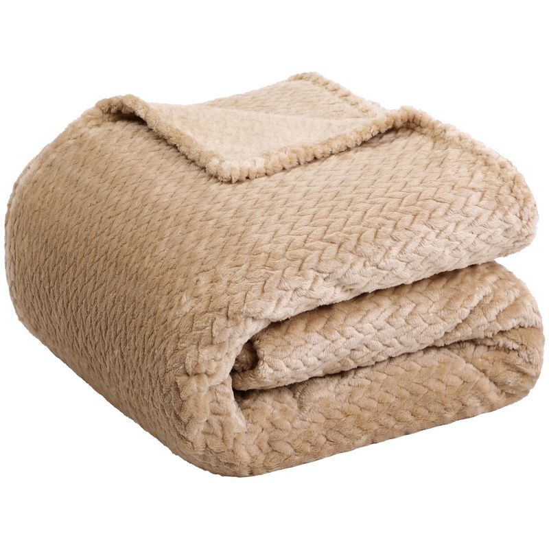 PiccoCasa New Luxury Leaves Fulls Fleece Warm Large Sofa Throw Blankets, 1 of 7