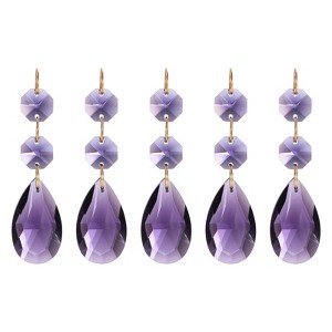 Unique Bargains Crystal Shiny Teardrop Octagonal Bead Pendants 5 Pcs - 1 of 4
