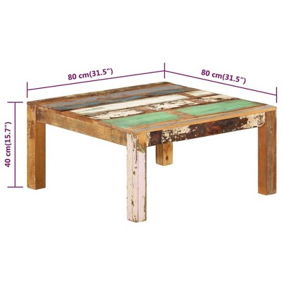 Farmhouse Chic Reclaimed Wood Square Coffee Table, Multicolor