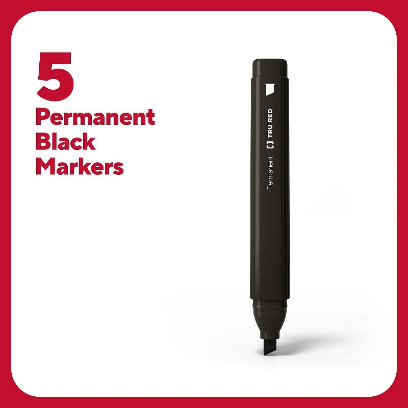 TRU RED Tank Permanent Markers Chisel Tip Blk 5/Pack TR54523, 2 of 10