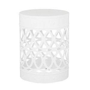 Mellie Outdoor Round Iron Side Table White - Christopher Knight Home: Modern, No Assembly, For Patio Use - 1 of 4