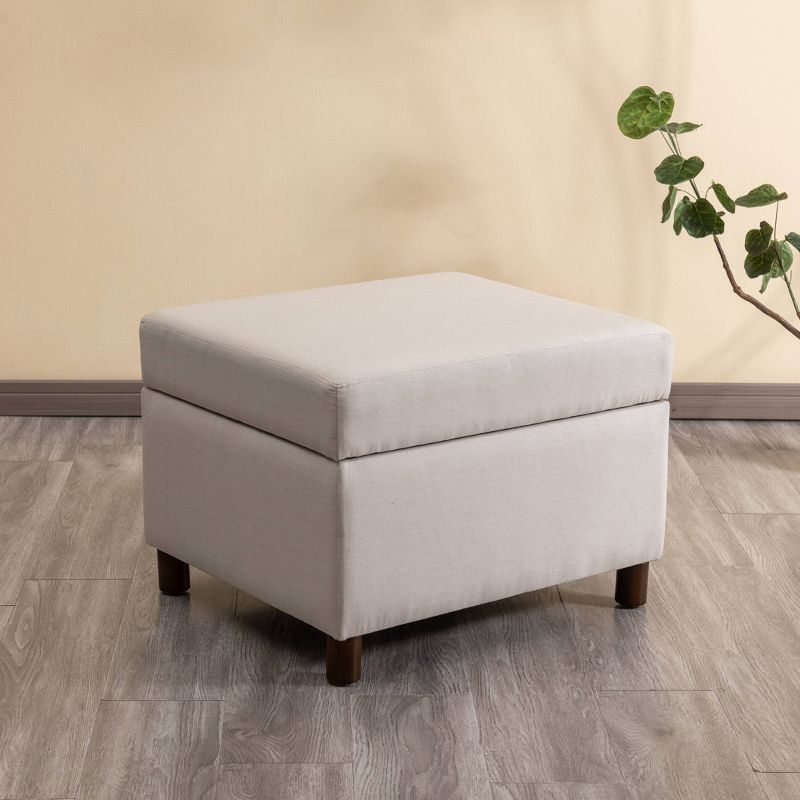 25" Wide Rectangle Storage Ottoman with Wood Legs and Hinged Lid - WOVENBYRD, 1 of 17