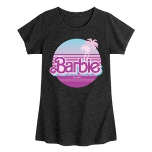 Girls' - Barbie - Palm Trees Fitted Short Sleeve Graphic T-Shirt - 1 of 4