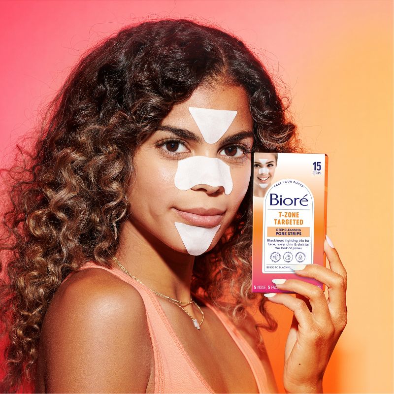 Biore T-Zone Targeted Deep Cleansing Pore Strips, Blackhead Remover, Nose Strips, Visible Proof - 15ct, 3 of 12