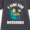 - Garfield - I Live For Weekends Graphic Short Sleeve Fleece Dress - 2 of 3