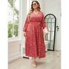 Plus Size Women's V Neck Long Sleeve Maxi Dress Floor Length Elegant Casual - 2 of 4