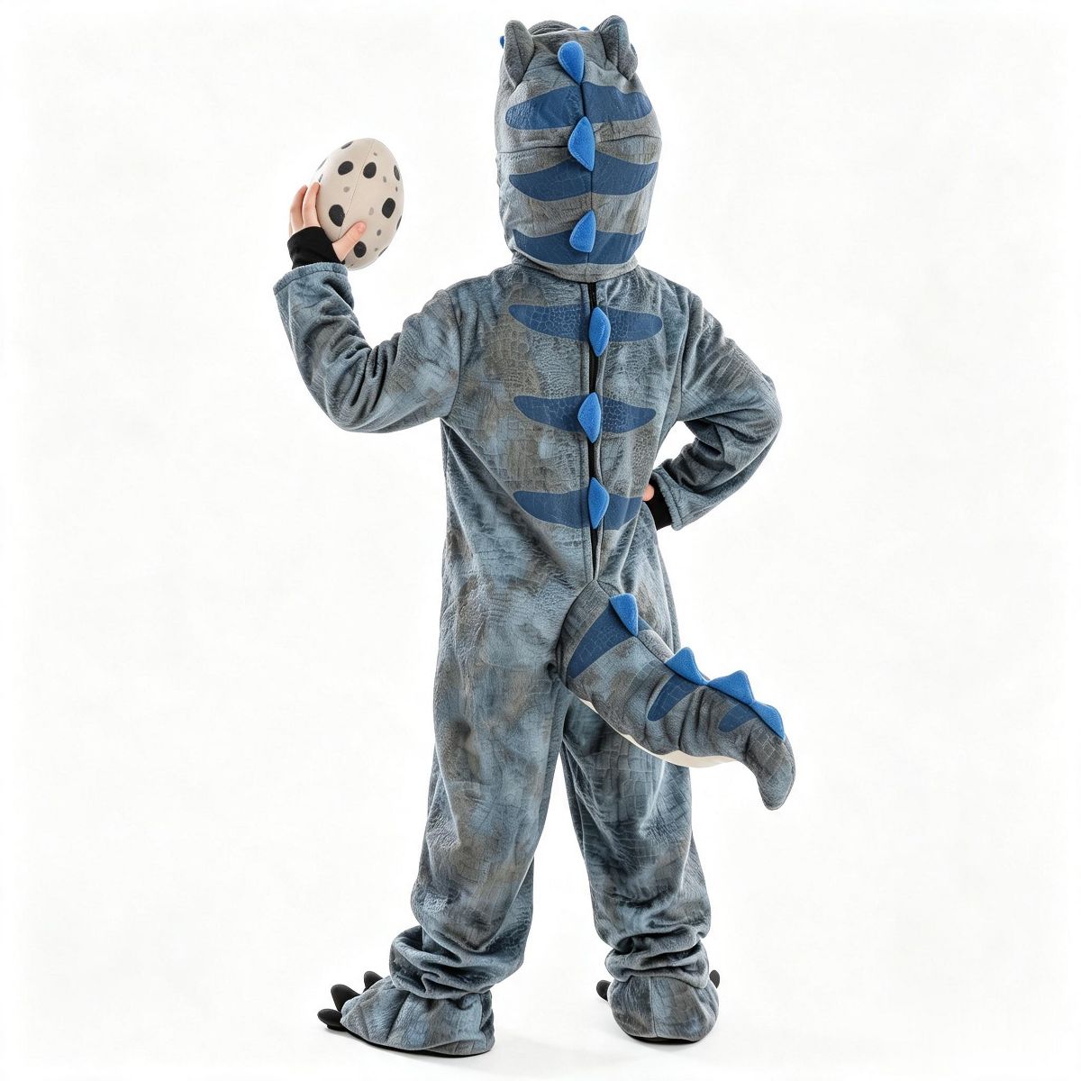 Joyfy Halloween Costume Dinosaur Jumpsuit for Kid, T-Rex Outfit with 3D Hood, Tail & Egg –Animal Suit for Boys Girls Dress Up Party - thumbnail 4