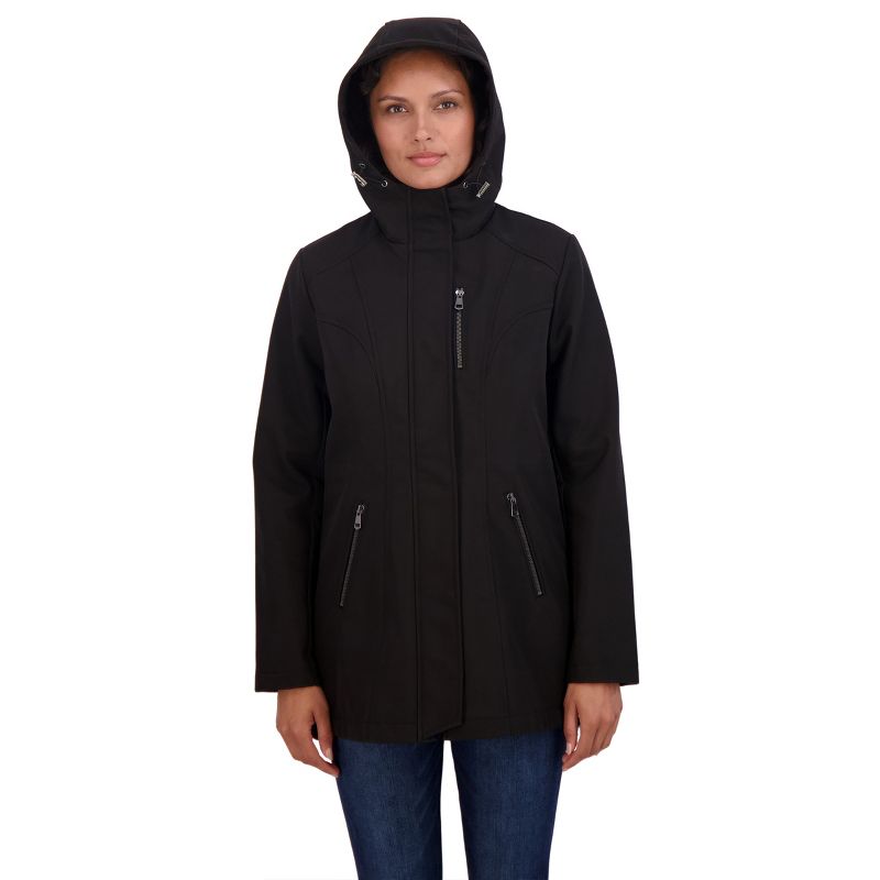 Women's Softshell Long Anorak Jacket, Waterproof and Hooded Windbreaker Raincoat - S.E.B. By SEBBY, 2 of 5