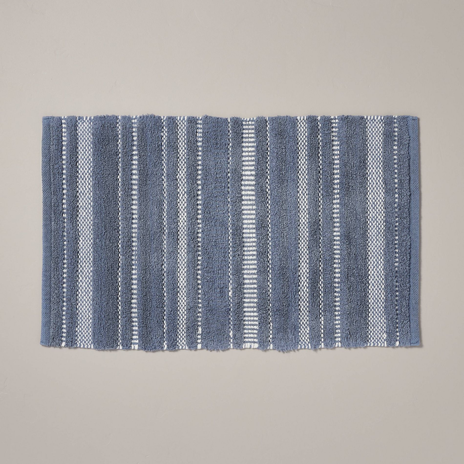 20"x32" Chunky Stripe Bath Rug Blue/Cream - Hearth & Hand™ with Magnolia: Cotton Woven, No Backing, Machine Washable