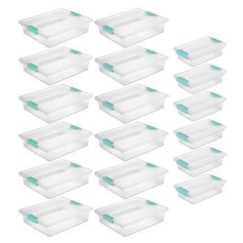 Sterilite Large Clip (12 Pack) & Small Clip (6 Pack) Clear Plastic Storage Organizer Tote Container Bin Box for Home Office Organization and Storage