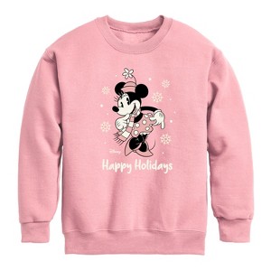 Boys' - Disney - Minnie Happy Holidays Graphic Long Sleeve Fleece Sweatshirt - 1 of 3
