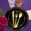 Smarty Had A Party Black w/ Gold Vintage Rim Round Plastic Wedding Value Set - 30 Sets - 2 of 4