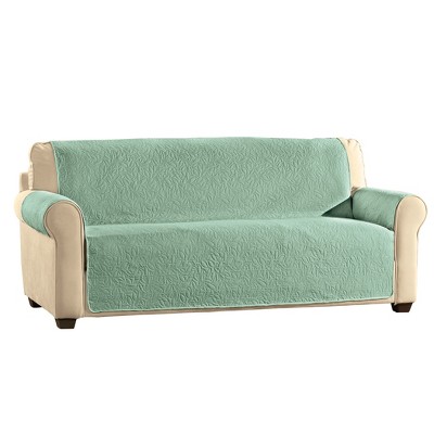 Collections Etc Leaf-Textured Pattern Furniture Protector Sofa Green