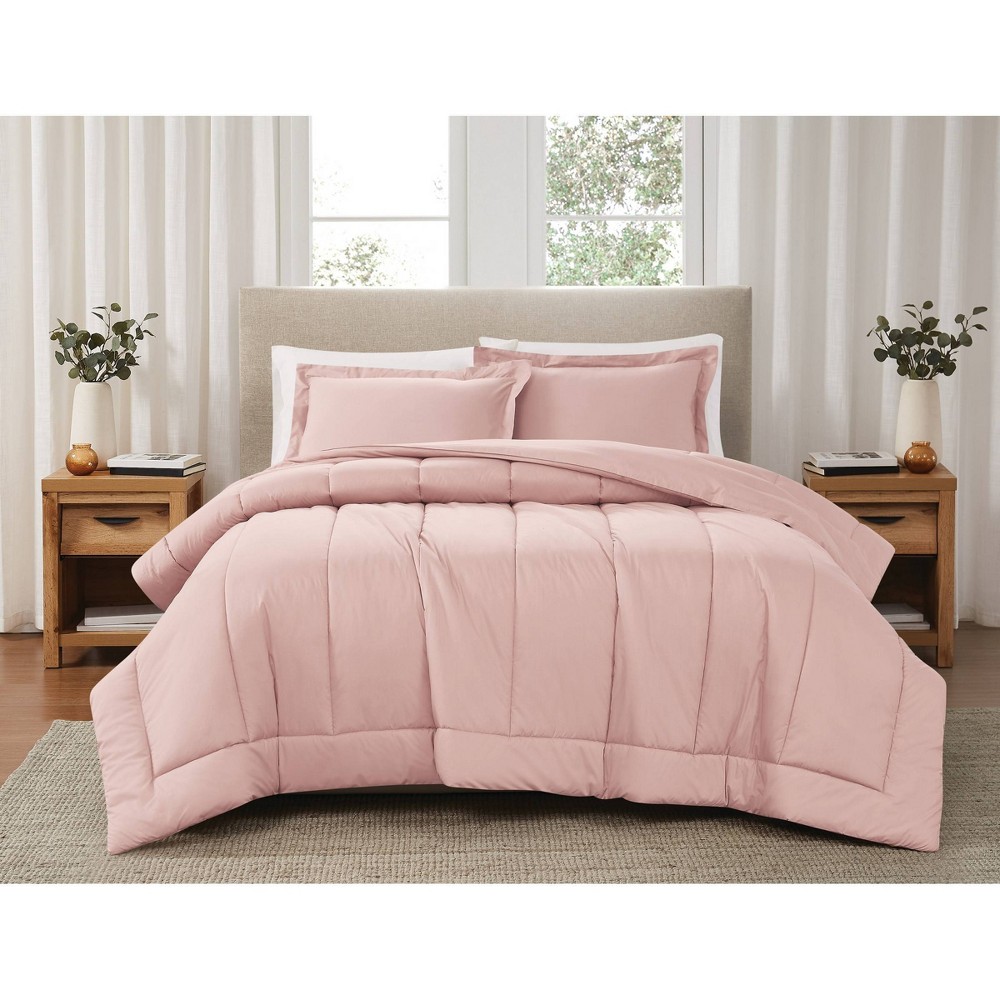 Photos - Bed Linen Brooklyn Loom 3pc Full/Queen Percale Comforter Set Blush