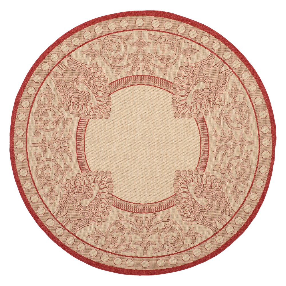 5'3in Round Bradford Patio Rug Natural/Red - Safavieh