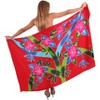 LA LEELA Women's Summer Sarong Bikini Wraps Cover up Skirt Wrap Bathing suit Swimwear Swimsuit Beach Coverup for Women One Size Red, Floral - 2 of 4