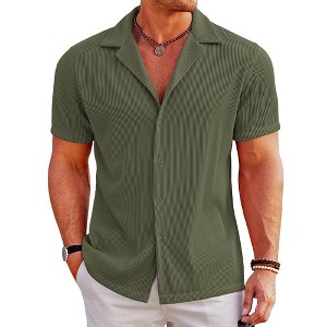 COOFANDY Men's Casual Button Down Shirts Short Sleeve Regular Fit Fashion Camp Beach Shirts Tops - 1 of 2