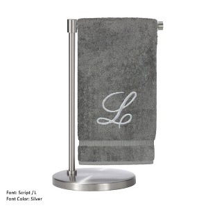 BC BARE COTTON Monogrammed Bath Towel, Personalized Gift, 27 x 54 inches - Set of 2 - Gray - Silver Script - 1 of 1