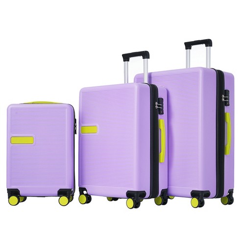 3 Pcs Contrast Color Expandable Abs Hard Shell Luggage Set With Spinner ...