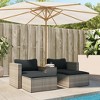 vidaXL 5-Piece Gray Poly Rattan Patio Sofa Set with Cushions - Acacia Wood Tabletop, Modular Design, Cushion Covers, Outdoor/Indoor Comfort - 3 of 4