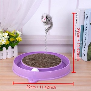Multi-functional cat scratching board with ball track  with spring and ball, anti-scratch furniture artifacts must-have for cat-owning families Purple - 1 of 4