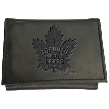 Evergreen NHL Toronto Maple Leafs Black Leather Trifold Wallet Officially Licensed with Gift Box