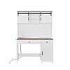 CAVINAS Rustic Farmhouse Office Desk with Charging Station,Wooden Computer Desk with Drawers,File Cabinet and Storage for Home Office,White - 2 of 4