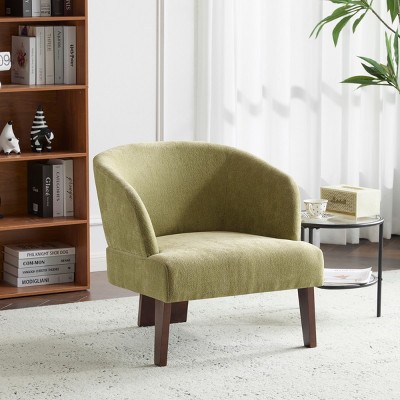 Modern Barrel Accent Chair with Curved Back,Upholstered Lounge Chair for Living Room or Bedroom,Mid Century Small Space Seating–Maison Boucle