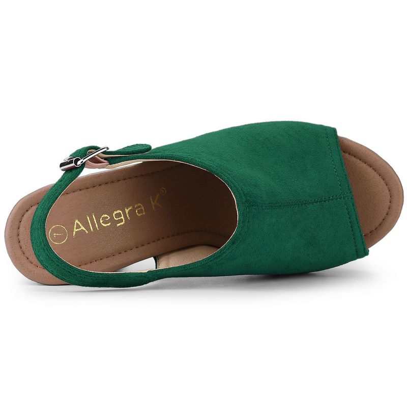 Allegra K Women's Open Toe Buckle Strap Slingback Platform Chunky Heel Sandals, 5 of 8